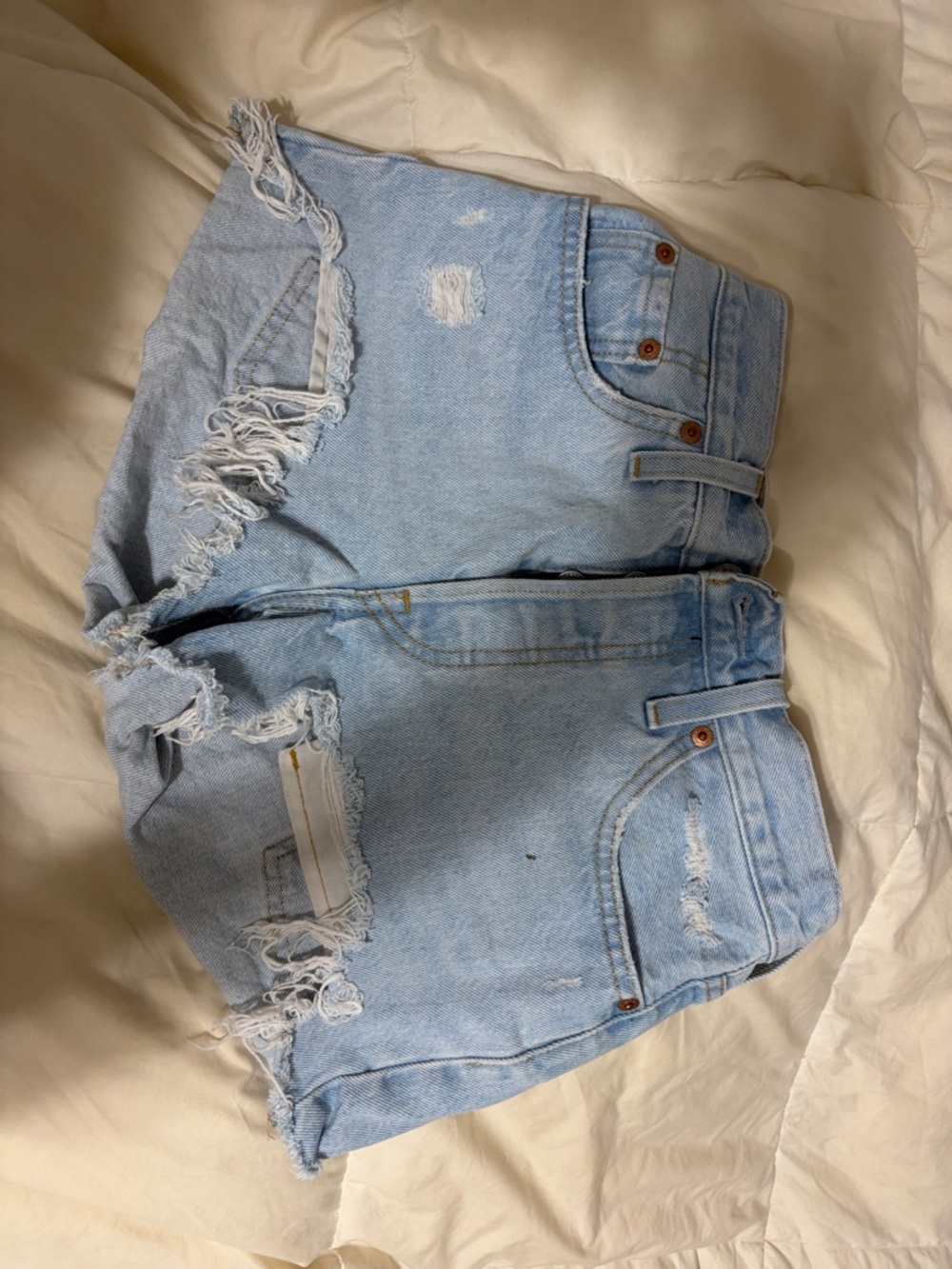 Levi's Light Blue Distressed Denim Cutoff Shorts